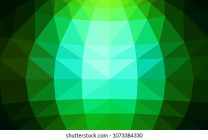 Dark Green vector polygonal illustration, which consist of triangles. Triangular design for your business. Creative geometric background in Origami style with gradient
