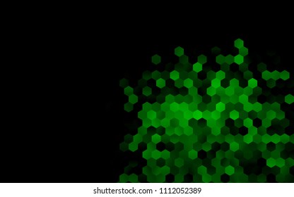 Dark Green vector polygonal illustration, which consist of hexagons. Hexagonal pattern for your business design. Geometric background in Origami style with gradient. 