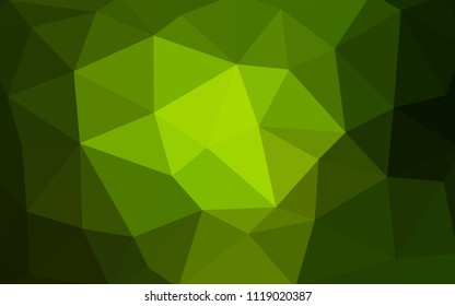 Dark Green vector polygonal illustration, which consist of triangles. Triangular pattern for your business design. Geometric background in Origami style with gradient. 