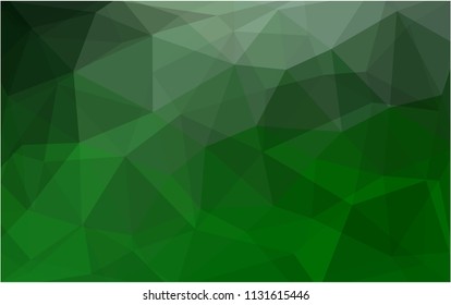Dark Green vector polygonal illustration, which consist of triangles. Triangular pattern for your business design. Geometric background in Origami style with gradient. 