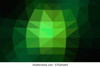 Dark Green vector polygonal illustration, which consist of triangles. Triangular design for your business. Creative geometric background in Origami style with gradient