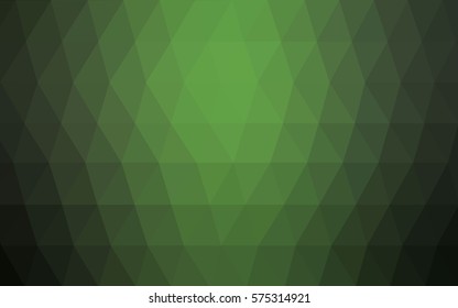 Dark Green vector polygonal illustration, which consist of triangles. Triangular pattern for your business design. Geometric background in Origami style with gradient. 