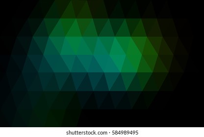 Dark Green vector polygonal illustration, which consist of triangles. Triangular design for your business. Creative geometric background in Origami style with gradient