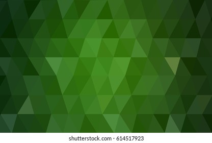 Dark Green vector polygonal illustration, which consist of triangles. Triangular pattern for your business design. Geometric background in Origami style with gradient. 