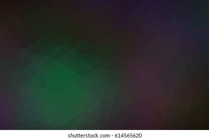 Dark Green vector polygonal illustration, which consist of triangles. Triangular pattern for your business design. Geometric background in Origami style with gradient. 
