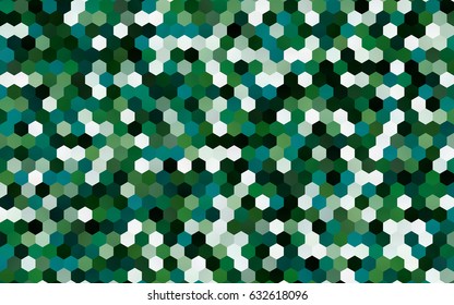 Dark Green vector polygonal illustration, which consist of hexagons. Hexagonal design for your business. Creative geometric background in Origami style with gradient