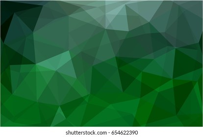 Dark Green vector polygonal illustration, which consist of triangles. Triangular pattern for your business design. Geometric background in Origami style with gradient. 