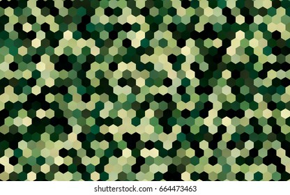 Dark Green vector polygonal illustration, which consist of hexagons. Hexagonal design for your business. Creative geometric background in Origami style with gradient
