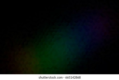 Dark Green vector polygonal illustration, which consist of hexagons. Hexagonal pattern for your business design. Geometric background in Origami style with gradient. 