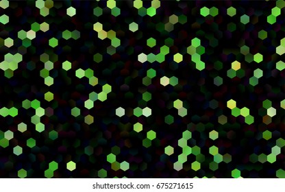 Dark Green vector polygonal illustration, which consist of hexagons. Hexagonal pattern for your business design. Geometric background in Origami style with gradient. 