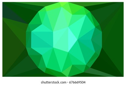 Dark Green vector polygonal illustration, which consist of triangles with a gemstone in center. Triangular design of a huge diamond for your business. Creative geometric background of gems.