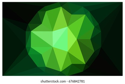 Dark Green vector polygonal illustration, which consist of triangles with a gemstone in center. Triangular design of a huge diamond for your business. Creative geometric background of gems.