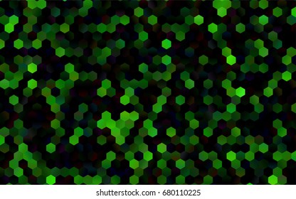 Dark Green vector polygonal illustration, which consist of hexagons. Hexagonal pattern for your business design. Geometric background in Origami style with gradient. 