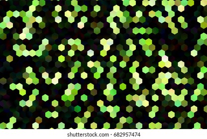 Dark Green vector polygonal illustration, which consist of hexagons. Hexagonal pattern for your business design. Geometric background in Origami style with gradient. 