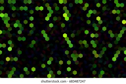 Dark Green vector polygonal illustration, which consist of hexagons. Hexagonal pattern for your business design. Geometric background in Origami style with gradient. 