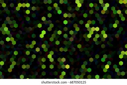 Dark Green vector polygonal illustration, which consist of hexagons. Hexagonal design for your business. Creative geometric background in Origami style with gradient