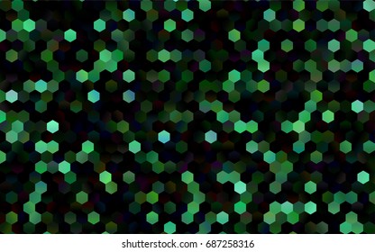Dark Green vector polygonal illustration, which consist of hexagons. Hexagonal pattern for your business design. Geometric background in Origami style with gradient. 