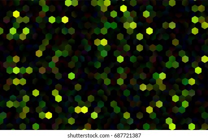 Dark Green vector polygonal illustration, which consist of hexagons. Hexagonal design for your business. Creative geometric background in Origami style with gradient