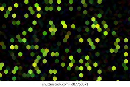 Dark Green vector polygonal illustration, which consist of hexagons. Hexagonal pattern for your business design. Geometric background in Origami style with gradient. 