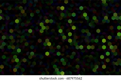 Dark Green vector polygonal illustration, which consist of hexagons. Hexagonal design for your business. Creative geometric background in Origami style with gradient