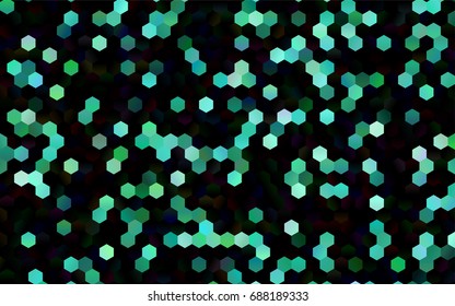 Dark Green vector polygonal illustration, which consist of hexagons. Hexagonal pattern for your business design. Geometric background in Origami style with gradient. 