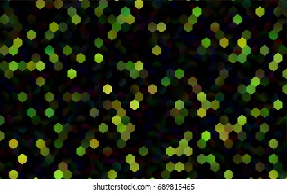 Dark Green vector polygonal illustration, which consist of hexagons. Hexagonal pattern for your business design. Geometric background in Origami style with gradient. 