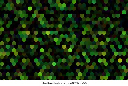 Dark Green vector polygonal illustration, which consist of hexagons. Hexagonal design for your business. Creative geometric background in Origami style with gradient