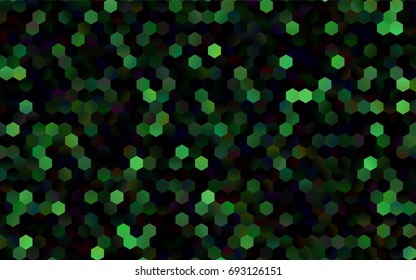 Dark Green vector polygonal illustration, which consist of hexagons. Hexagonal design for your business. Creative geometric background in Origami style with gradient
