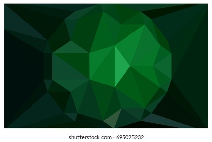 Dark Green vector polygonal illustration, which consist of triangles with a gemstone in center. Triangular design of a huge diamond for your business. Creative geometric background of gems.
