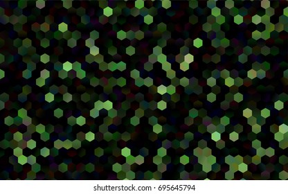 Dark Green vector polygonal illustration, which consist of hexagons. Hexagonal pattern for your business design. Geometric background in Origami style with gradient. 