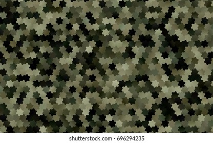 Dark Green vector polygonal illustration, which consist of hexagons. Hexagonal pattern for your business design. Geometric background in Origami style with gradient. 