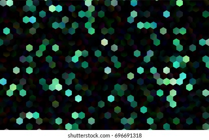Dark Green vector polygonal illustration, which consist of hexagons. Hexagonal design for your business. Creative geometric background in Origami style with gradient