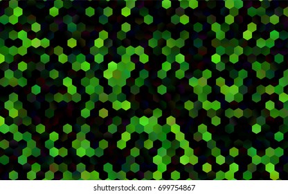 Dark Green vector polygonal illustration, which consist of hexagons. Hexagonal pattern for your business design. Geometric background in Origami style with gradient. 