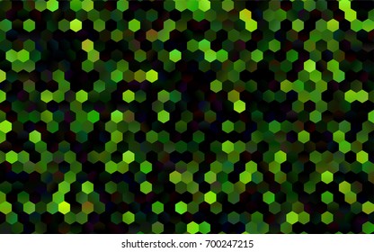 Dark Green vector polygonal illustration, which consist of hexagons. Hexagonal pattern for your business design. Geometric background in Origami style with gradient. 