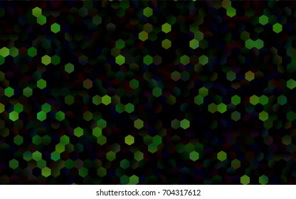 Dark Green vector polygonal illustration, which consist of hexagons. Hexagonal pattern for your business design. Geometric background in Origami style with gradient. 