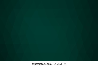 Dark Green vector polygonal illustration, which consist of triangles. Triangular pattern for your business design. Geometric background in Origami style with gradient. 