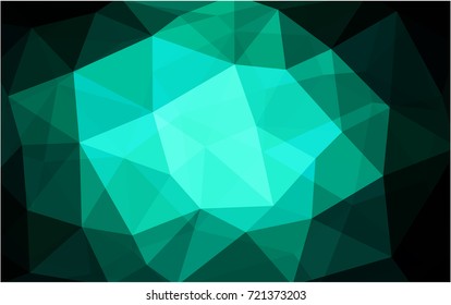 Dark Green vector polygonal illustration, which consist of triangles. Triangular design for your business. Creative geometric background in Origami style with gradient
