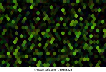 Dark Green vector polygonal illustration, which consist of hexagons. Hexagonal pattern for your business design. Geometric background in Origami style with gradient. 