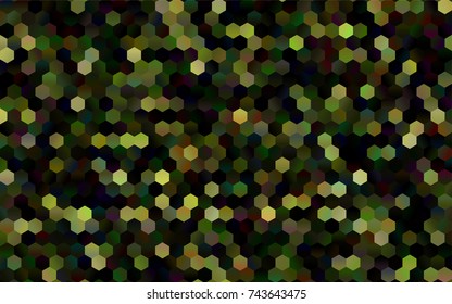 Dark Green vector polygonal illustration, which consist of hexagons. Hexagonal pattern for your business design. Geometric background in Origami style with gradient. 