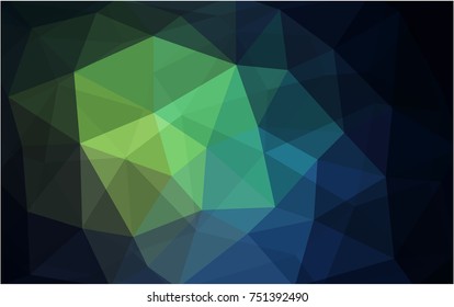 Dark Green vector polygonal illustration, which consist of triangles. Triangular design for your business. Creative geometric background in Origami style with gradient