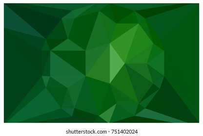 Dark Green vector polygonal illustration, which consist of triangles with a gemstone in center. Triangular design of a huge diamond for your business. Creative geometric background of gems.