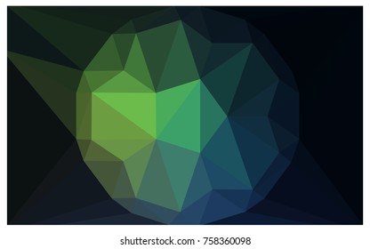 Dark Green vector polygonal illustration, which consist of triangles with a gemstone in center. Triangular design of a huge diamond for your business. Creative geometric background of gems.
