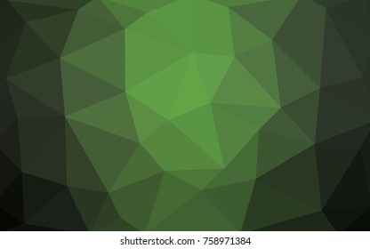 Dark Green vector polygonal illustration, which consist of triangles. Triangular pattern for your business design. Geometric background in Origami style with gradient. 
