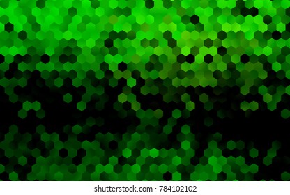 Dark Green vector polygonal illustration, which consist of hexagons. Hexagonal design for your business. Creative geometric background in Origami style with gradient