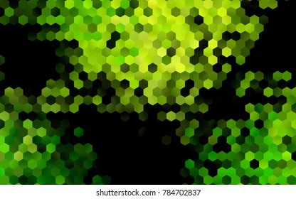 Dark Green vector polygonal illustration, which consist of hexagons. Hexagonal pattern for your business design. Geometric background in Origami style with gradient. 