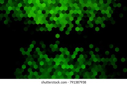 Dark Green vector polygonal illustration, which consist of hexagons. Hexagonal design for your business. Creative geometric background in Origami style with gradient