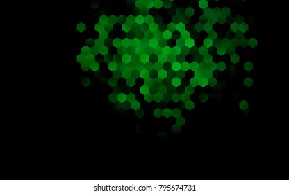 Dark Green vector polygonal illustration, which consist of hexagons. Hexagonal design for your business. Creative geometric background in Origami style with gradient