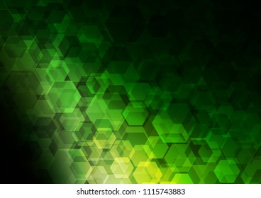 Dark Green vector polygonal pattern. Shining illustration, which consist of hexagons. The elegant pattern can be used as part of a brand book.