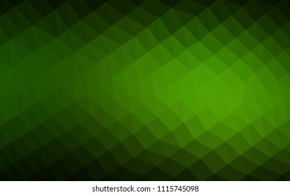 Dark Green vector polygonal pattern. Geometric illustration in Origami style with gradient.  The template can be used as a background for cell phones.