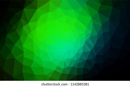 Dark Green vector polygonal pattern. Glitter abstract illustration with an elegant triangles. Completely new template for your banner.